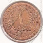 28-158 Восточные Карибы 1 цент 1957г. КМ # 2 бронза 5,64гр. 