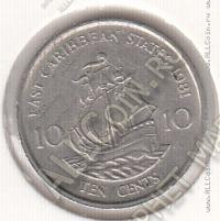 26-47 Восточные Карибы 10 центов 1981г. КМ # 13 медно-никелевая 2,59гр. 18,06мм