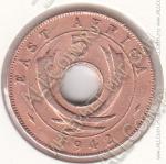 34-125 Восточная Африка 5 центов 1942г. КМ # 25.2 бронза 5,67гр. 