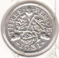 32-10 Великобритания 3 пенса 1931г. КМ # 831 серебро 1,4138гр. 16мм