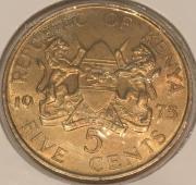 #H5-100 Кения 5 центов 1975г. UNC . - #H5-100 Кения 5 центов 1975г. UNC .