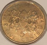 #H5-100 Кения 5 центов 1975г. UNC .