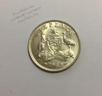 Монета Австралия 6 пенсов 1962 года. СЕРЕБРО. ШТЕМПЕЛЬНЫЙ БЛЕСК (2-38)