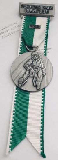 #435 Швейцария спорт Медаль Знаки. Гонки на санях 1993 год.