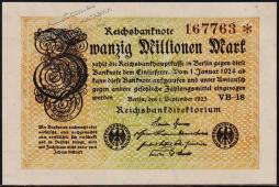 Германия 20.000.000 марок 1923г. P.108е - UNC - Германия 20.000.000 марок 1923г. P.108е - UNC