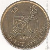 22-21 Гонконг 50 центов 1998г. КМ # 68 сталь покрытая латунью 5,0гр. 22,5мм - 22-21 Гонконг 50 центов 1998г. КМ # 68 сталь покрытая латунью 5,0гр. 22,5мм