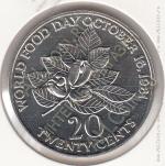 28-6 Ямайка 20 центов 1981г. КМ # 120 UNC медно-никелевая 11,31гр. 28,5мм
