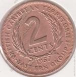 19-120 Восточные Карибы 2 цента 1957г. KM# 3 бронза 9,55гр 30,5мм