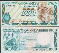 Руанда 1000 франков 1988г. P.21 UNC