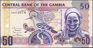 Банкнота Гамбия 50 даласи 2006 года. P.28в - UNC  - Банкнота Гамбия 50 даласи 2006 года. P.28в - UNC 