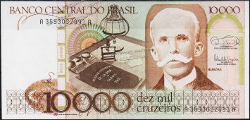 Банкнота Бразилия 10000 крузейро 1985 года. P.203в - UNC - Банкнота Бразилия 10000 крузейро 1985 года. P.203в - UNC