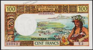Таити 100 франков 1971г. P.24a - UNC - Таити 100 франков 1971г. P.24a - UNC