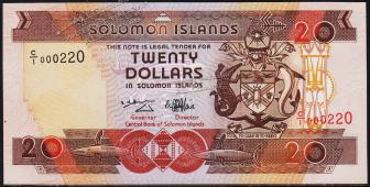 Соломоновы острова 20 долларов 1996г. P.21 UNC - Соломоновы острова 20 долларов 1996г. P.21 UNC