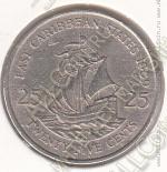 26-49 Восточные Карибы 25 центов 1989г. КМ # 14 медно-никелевая 6,48гр. 23,98мм