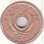 34-127 Восточная Африка 5 центов 1941г. КМ # 35.1 I бронза 6,32гр. 