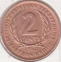 19-124 Восточные Карибы 2 цента 1962г. KM# 3 бронза 9,55гр 30,5мм