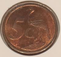 #H9-114 Южная Африка 5 центов 2005г. Бронза. UNC.