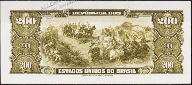 Банкнота Бразилия 200 крузейро 1955-59 года. P.154а - UNC - Банкнота Бразилия 200 крузейро 1955-59 года. P.154а - UNC