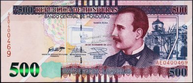 Банкнота Гондурас 500 лемпир 2016 года. P.NEW - UNC - Банкнота Гондурас 500 лемпир 2016 года. P.NEW - UNC