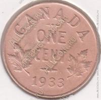 37-11 Канада 1 цент 1933г. KM# 28 бронза 3,24гр 19,10мм