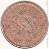 26-134 Новая Зеландия 1 пенни 1951г. KM# 21 бронза 31,0мм - 26-134 Новая Зеландия 1 пенни 1951г. KM# 21 бронза 31,0мм
