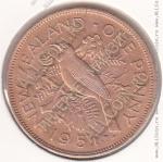 26-134 Новая Зеландия 1 пенни 1951г. KM# 21 бронза 31,0мм