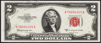 США 2 доллара 1953г. Р.380C.e - UNC  - США 2 доллара 1953г. Р.380C.e - UNC 