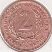 19-135 Восточные Карибы 2 цента 1964г. KM# 3 бронза 9,55гр 30,5мм - 19-135 Восточные Карибы 2 цента 1964г. KM# 3 бронза 9,55гр 30,5мм