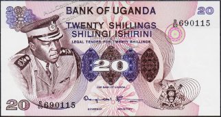 Банкнота Уганда 20 шиллингов 1973 года. P.7с - UNC - Банкнота Уганда 20 шиллингов 1973 года. P.7с - UNC