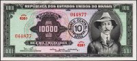 Банкнота Бразилия 10 новых крузейро 1966 года. P.189а - UNC 