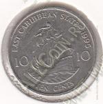 2-83 Восточные Карибы 10 центов 1995 г. KM#13 
