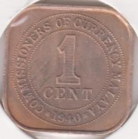 22-72 Малайя 1 цент 1940г. 