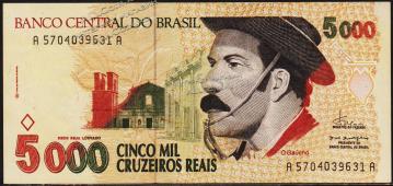Банкнота Бразилия 5000 реал 1993 года. P.241 UNC - Банкнота Бразилия 5000 реал 1993 года. P.241 UNC