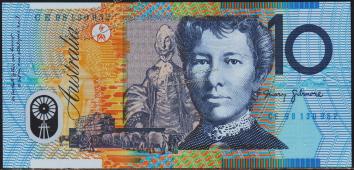 Австралия 10 долларов 1996-98г. P.52в - АUNC - Австралия 10 долларов 1996-98г. P.52в - АUNC