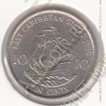 26-51 Восточные Карибы 10 центов 1986г. КМ # 13 медно-никелевая 2,59гр. 18,06мм