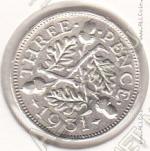 32-14 Великобритания 3 пенса 1931г. КМ # 831 серебро 1,4138гр. 16мм