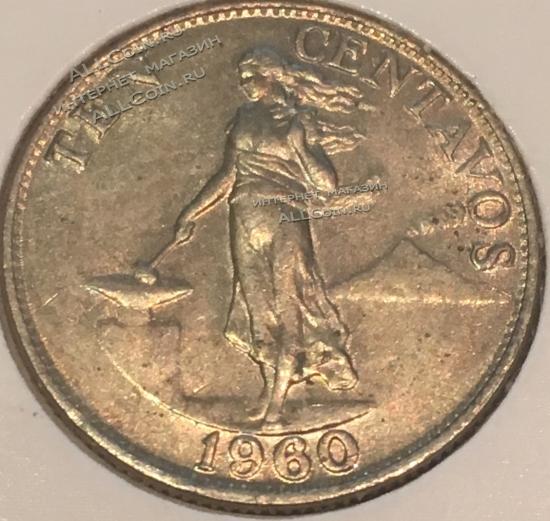 #H5-93 Филиппины 10 центов 1960г. UNC . 
