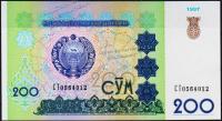 Банкнота Узбекистан 200 сум 1997 года. P.80 UNC "CT"