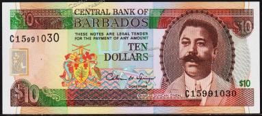 Барбадос 10 долларов 1995г. P.48 UNC - Барбадос 10 долларов 1995г. P.48 UNC