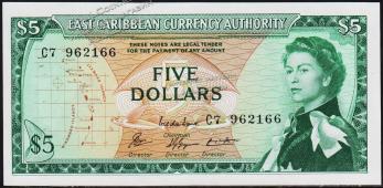 Восточные Карибы 5 доллар 1965г. P.14g - UNC - Восточные Карибы 5 доллар 1965г. P.14g - UNC
