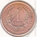 28-163 Восточные Карибы 1 цент 1961г. КМ # 2 бронза 5,64гр. 