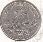 26-52 Восточные Карибы 25 центов 1981г. КМ # 14 медно-никелевая 6,48гр. 23,98мм