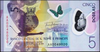 Банкнота Сан-Томе и Принсипи 5 добра 2016(18) года. Р.NEW - UNC - Банкнота Сан-Томе и Принсипи 5 добра 2016(18) года. Р.NEW - UNC