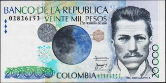 Банкнота Колумбия 20000 песо 05.02.2006 года. P.454l - UNC - Банкнота Колумбия 20000 песо 05.02.2006 года. P.454l - UNC