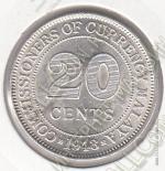 4-92 Малайя 20 центов 1943 г. KM# 5a UNC Серебро 5,43 гр.