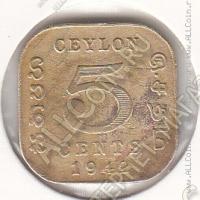 21-147 Цейлон 5 центов 1942г. КМ # 113.1 никель-латунная 3,89гр. 18мм