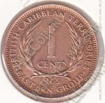 28-164 Восточные Карибы 1 цент 1965г. КМ # 2 бронза 5,64гр. 