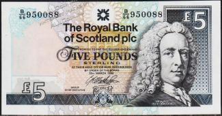 Шотландия 5 фунтов 1999г. P.352с - UNC - Шотландия 5 фунтов 1999г. P.352с - UNC