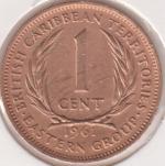 1-167 Восточные Карибы 1 цент 1961г. Бронза