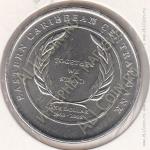 20-23 Восточные Карибы 1 доллар 2008г. КМ # 58 UNC медно-никелевая 7,98гр. 26,5мм